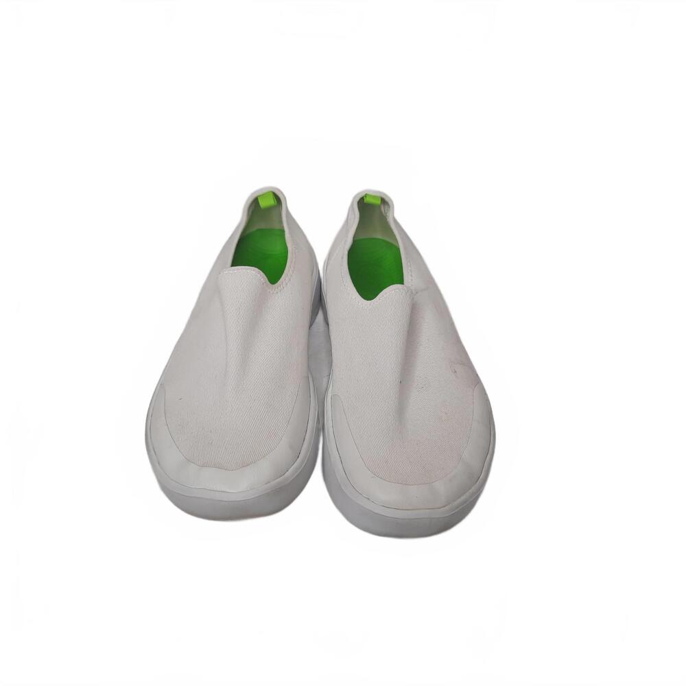 Oofos Women's White and Lime Green Slip-On Shoes Size 8.5 - Picture 3 of 6